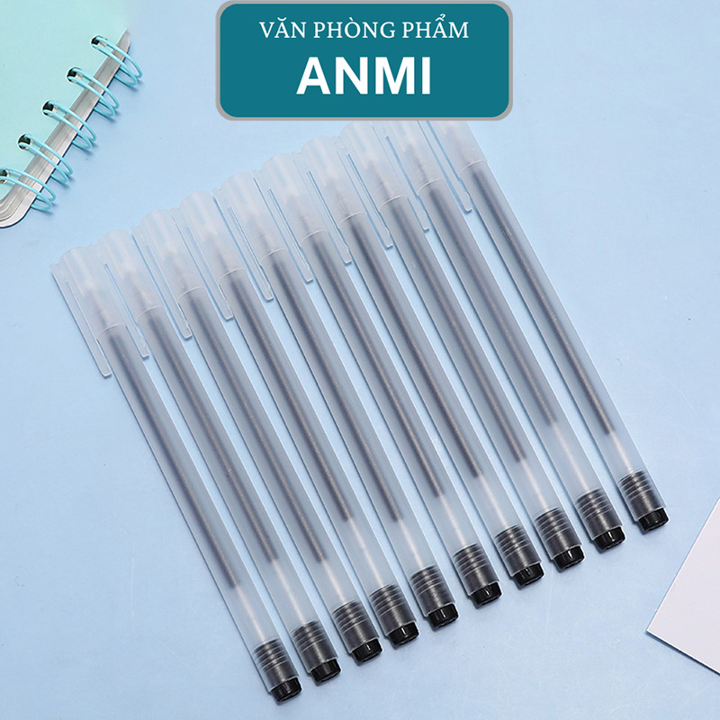 Bút gel ANMI viết gel bút nước đen xanh đỏ mực khô nhanh ngòi 0,5mm bút gel đen mực trơn mượt đều viết cực thích B14