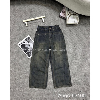 Quần jeans nữ ống suông dáng nỡ rất phù hợp cho các nàng nấm lùn Quần bò cạp cao phối chi tiết túi 2 túi trước Mã 7240