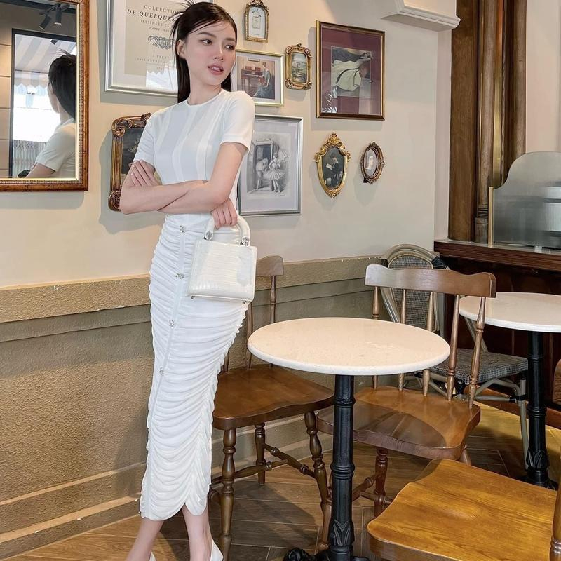 Set áo thun phối chân váy ly nhún Thư váy P04