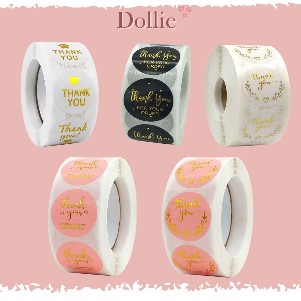 Cuộn 500 miếng dán Thank you mạ vàng - Sticker cảm ơn niêm phong hàng hóa - Sticker ánh kim sang trọng