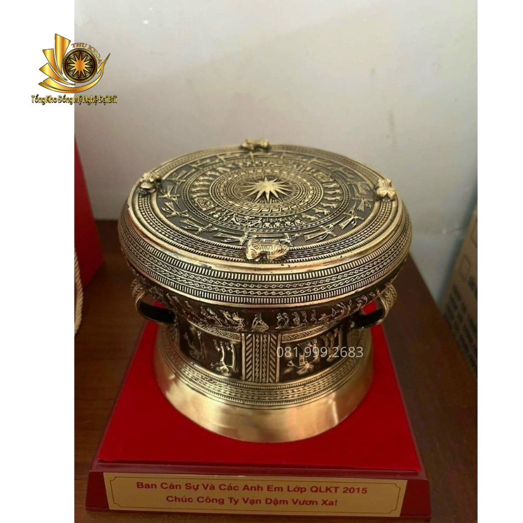 Trống đồng quà tặng phi 10, 12, 15cm Trống đồng Đông Sơn để bàn quà tặng sếp, đối tác cao cấp
