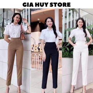 Quần baggy nữ cạp cao 4 cúc