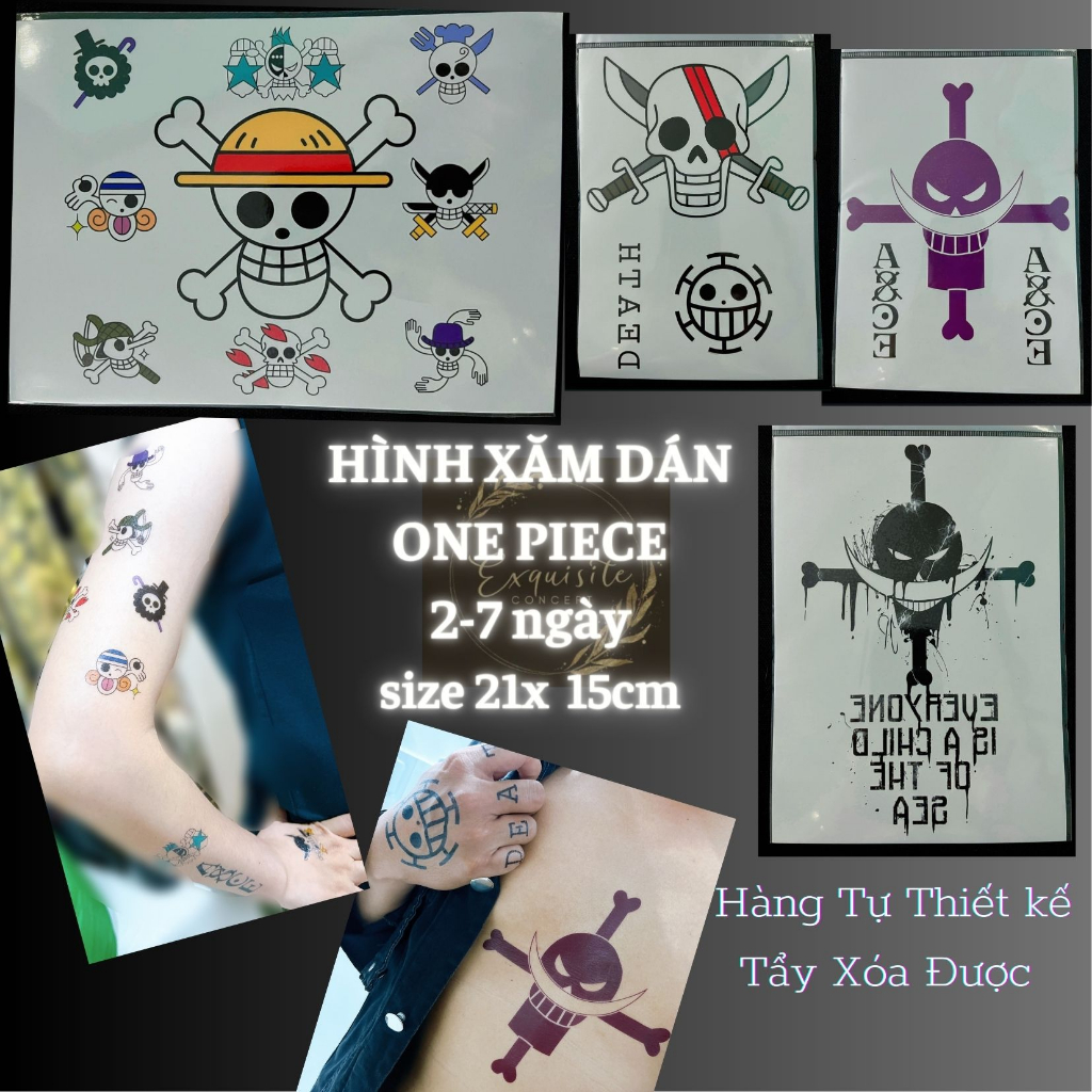 Hình xăm One Piece giá rẻ combo các băng hải tặc, hình xăm ngầu LÊN HÌNH LIỀN CHỐNG NƯỚC BỀN MÀU  - HÀNG CÓ SẴN