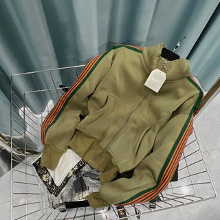 Áo khoác Nỉ ngoại Unisex tay sọc cổ trụ From lững
