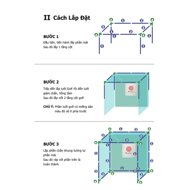 Khung tập golf 2mx2mx0.5m, khung golf, lưới golf, hồng tâm golf chịu lực, hàng chính hãng