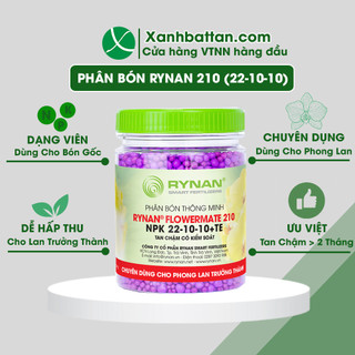 Phân tan chậm thông minh RYNAN 210 bổ sung dinh dưỡng, dùng cho lan trưởng thành lọ 150 gram