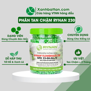 Phân tan chậm thông minh RYNAN 230 dưỡng lá xanh, bổ sung dinh dưỡng cho cây kiểng lá