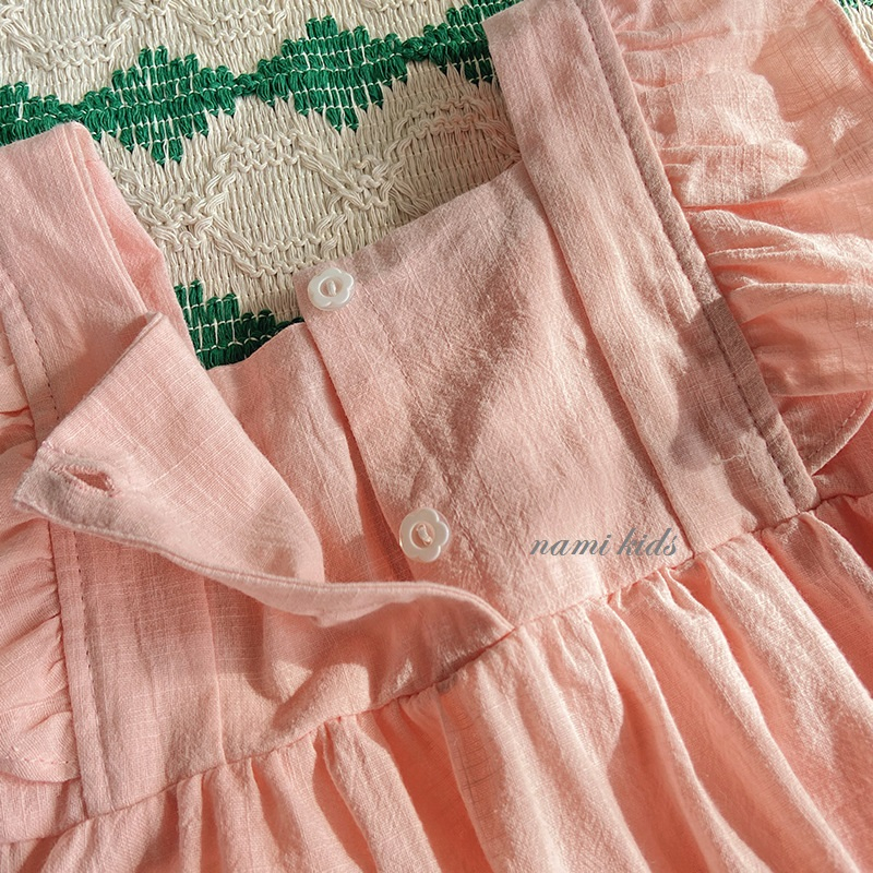 Đầm công chúa hãng Dudu Cream thêu hoa cổ điển phong cách hàn quốc cho bé