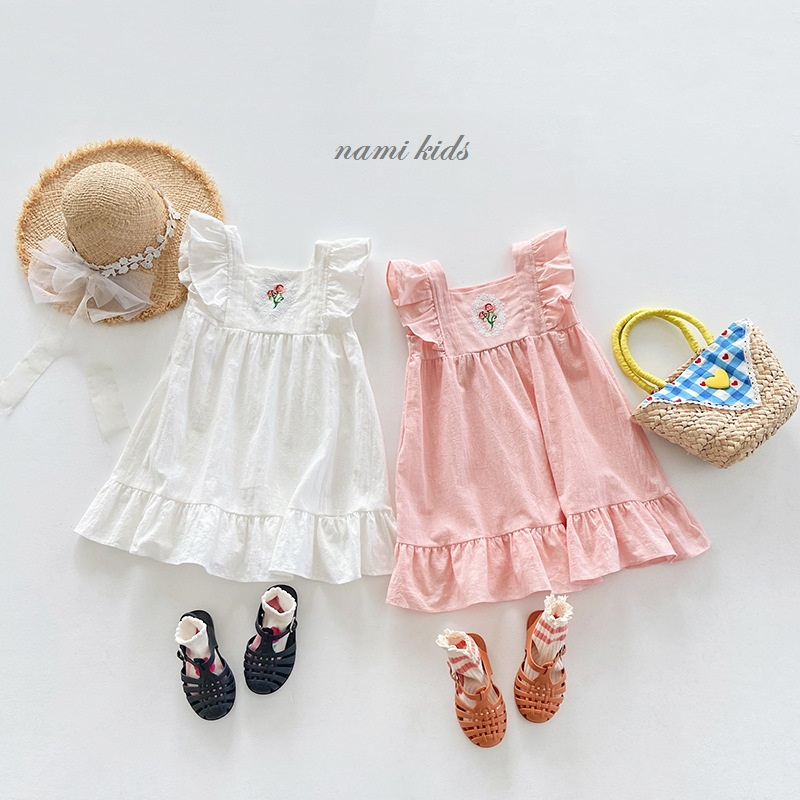 Đầm công chúa hãng Dudu Cream thêu hoa cổ điển phong cách hàn quốc cho bé