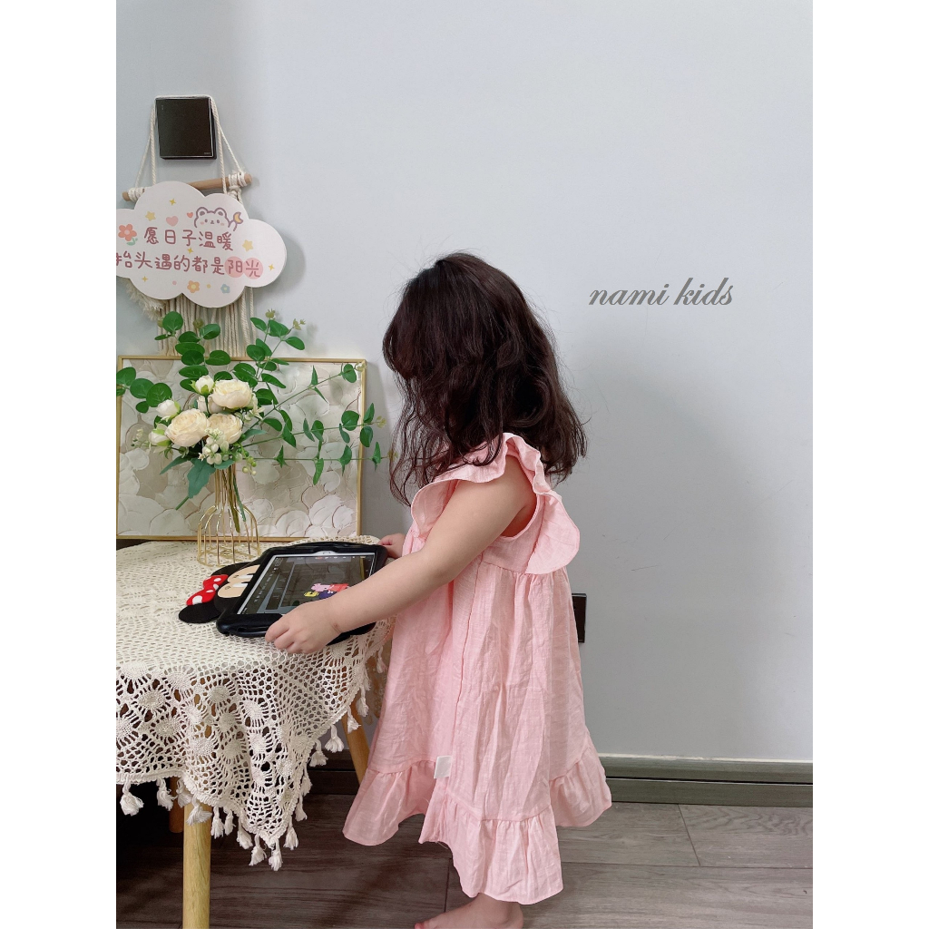 Đầm công chúa hãng Dudu Cream thêu hoa cổ điển phong cách hàn quốc cho bé