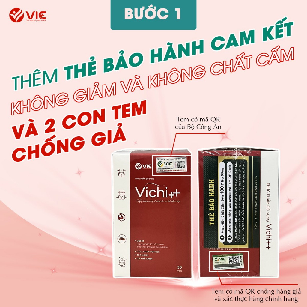 Viên giảm cân VICHI++ phiên bản cải tiến 2023 tặng khoá cân dành cho cơ địa nhờn