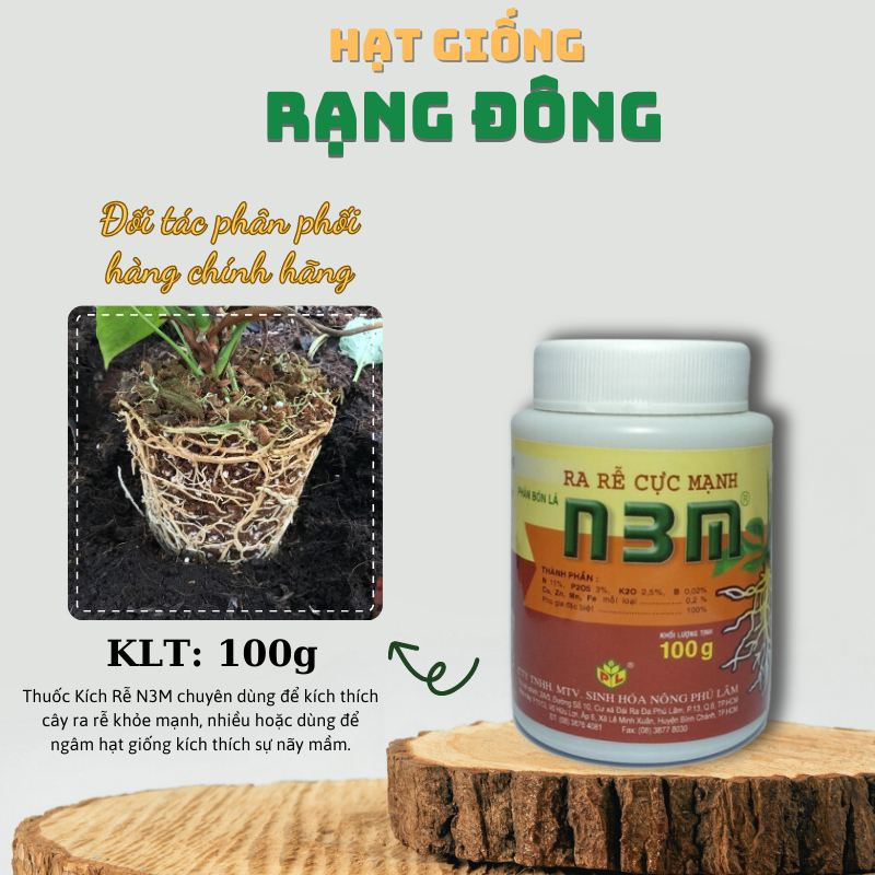 Phân bón lá Kích ra rễ cực mạnh N3M (hũ 100 gr) dùng ngâm Hạt giống, phục hồi rễ, đâm chồi - Hạt giống Rạng Đông