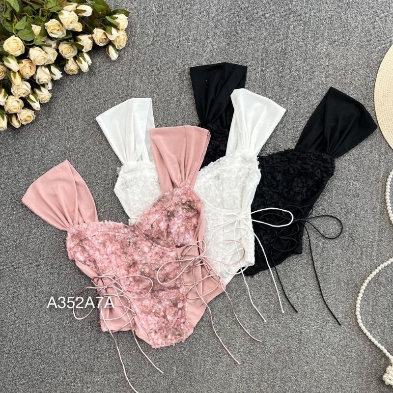Áo Tanktop Nữ, Áo 2 Dây Kim Sa Croptop Đan Dây Hai Bên Vạt Nhọn Sexy Thời Trang Mùa Hè BEBEDOLL