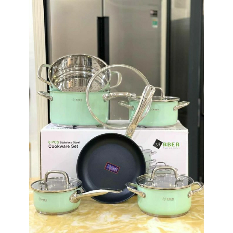 Bộ nồi cao cấp ARBER inox 6 món OPal bảo hành 12 tháng