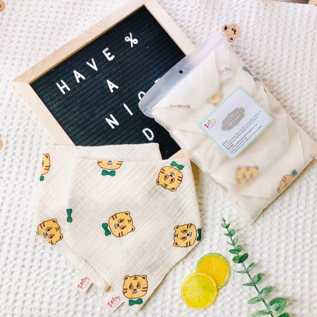 Sét 5 yếm Xô Musslin 4 lớp hãng Zeloo cho bé