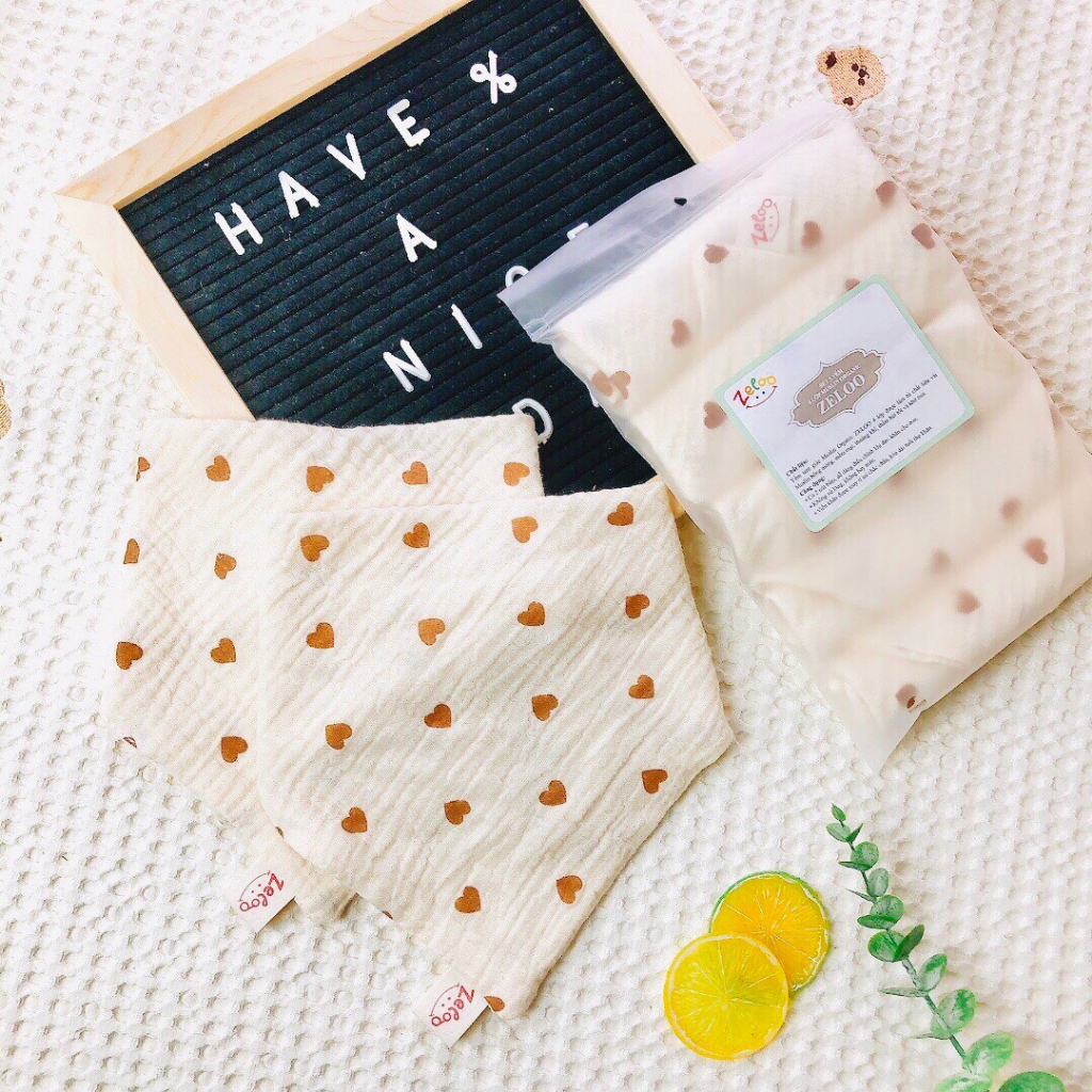 Sét 5 yếm Xô Musslin 4 lớp hãng Zeloo cho bé