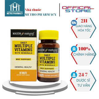  Viên uống vitamin tổng hợp MASON NATURAL Daily Multiple Vitamins-Cung cấp vitamin khoáng chất-Tăng cường miễn dịch 