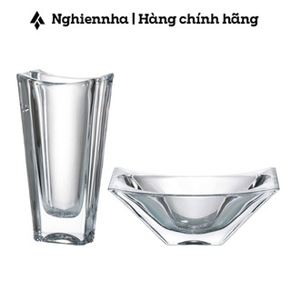 Set pha lê cao cấp bohemia okinawa, lọ hoa chữ nhật cao 30cm, tô pha lê trang trí bàn tiệc 27cm, nghiennha_99