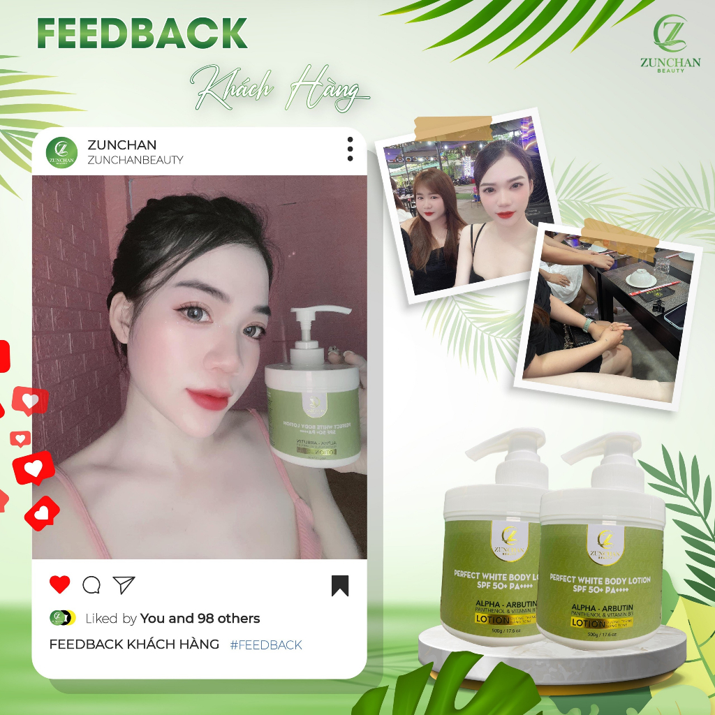 Kem make up chống nắng SPF 50+-Kem làm trắng da PERFECT WHITE BODY ZUNCHAN