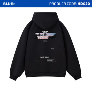 Áo Hoodie Unisex Brand Blue Streetwear Form Rộng Ulzzang Couple Dừa HD020
