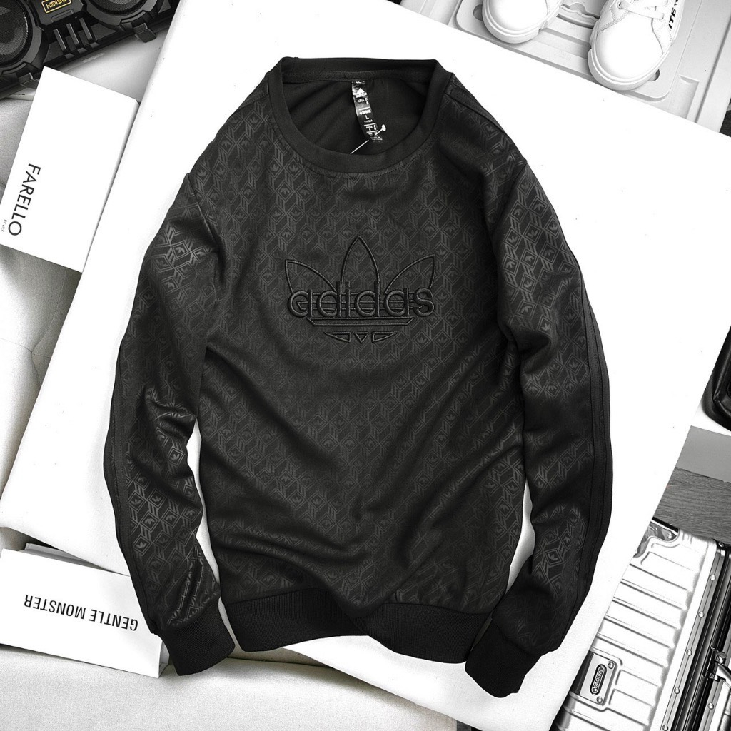 Bộ quần áo thể thao nam dài tay logo thêu Bộ đồ nam thu đông chất umi hàn co giãn 4 chiều phong cách trẻ trung thể thao