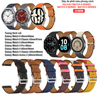 [Galaxy Watch 6,Watch 5,4] Dây da phối màu phong cách Samsung Galaxy Watch 6,Galaxy Watch 5,Galaxy Watch 4