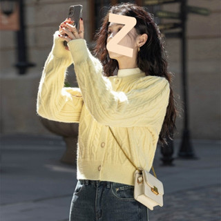 Áo len croptop tay dài cổ tròn phong cách Hàn Quốc thời trang mùa thu đông cho nữ