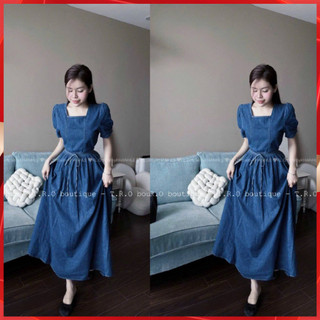 Đầm jean dáng xòe hàng quảng châu chất bò mềm siêu đẹp - Váy bò dáng dài nữ