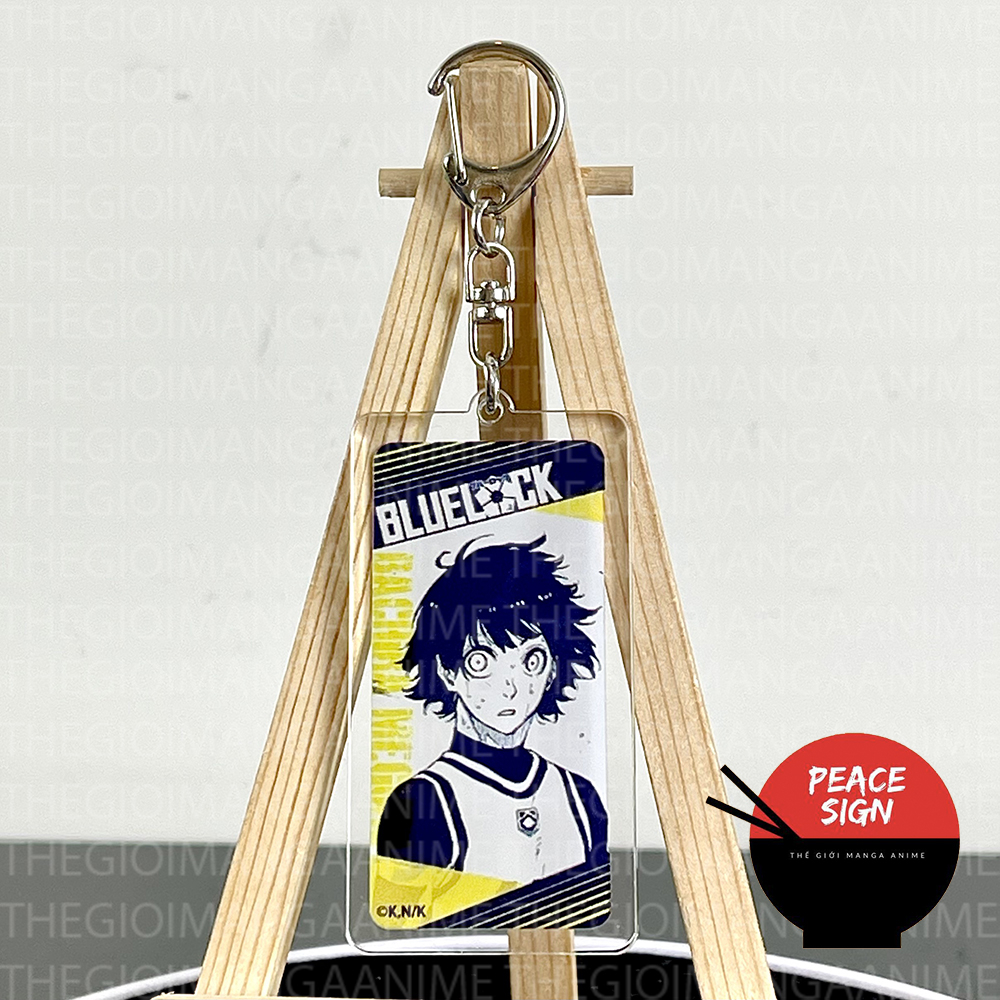 Móc khóa BLUE LOCK ver CHỮ NHẬT XANH TRẮNG in hình anime chibi mica trong acrylic keyring dễ thương