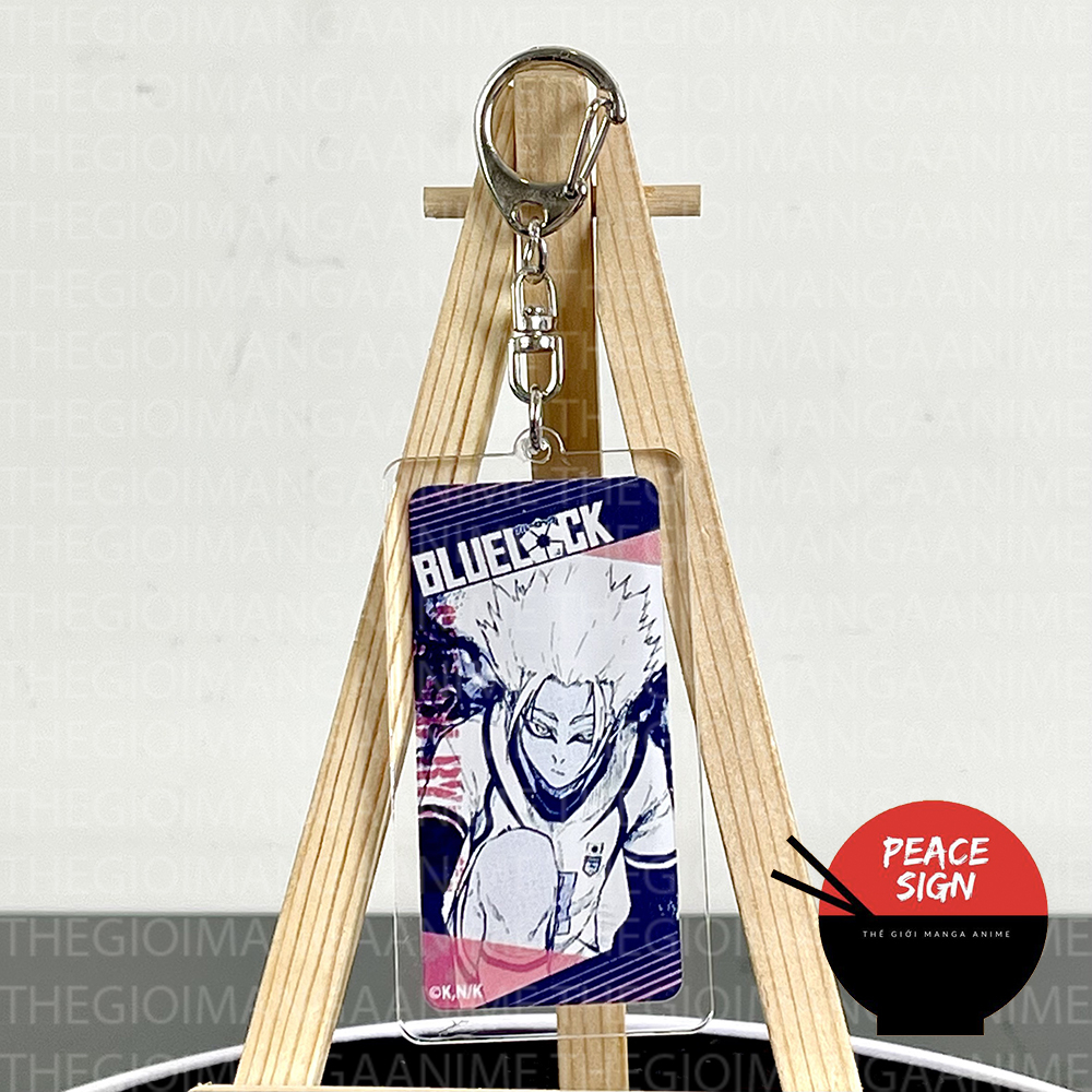 Móc khóa BLUE LOCK ver CHỮ NHẬT XANH TRẮNG in hình anime chibi mica trong acrylic keyring dễ thương