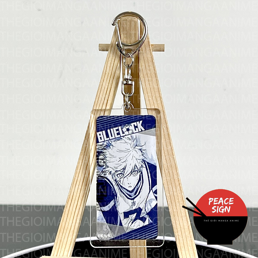 Móc khóa BLUE LOCK ver CHỮ NHẬT XANH TRẮNG in hình anime chibi mica trong acrylic keyring dễ thương