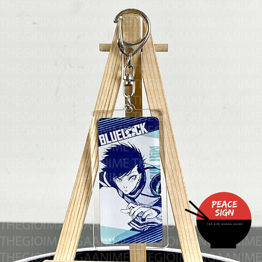 Móc khóa BLUE LOCK ver CHỮ NHẬT XANH TRẮNG in hình anime chibi mica trong acrylic keyring dễ thương