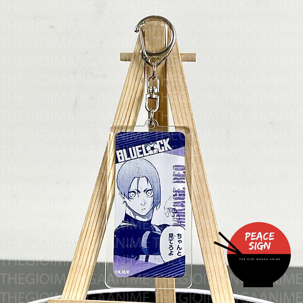 Móc khóa BLUE LOCK ver CHỮ NHẬT XANH TRẮNG in hình anime chibi mica trong acrylic keyring dễ thương