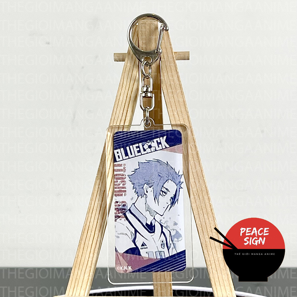 Móc khóa BLUE LOCK ver CHỮ NHẬT XANH TRẮNG in hình anime chibi mica trong acrylic keyring dễ thương