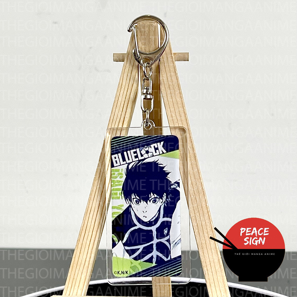 Móc khóa BLUE LOCK ver CHỮ NHẬT XANH TRẮNG in hình anime chibi mica trong acrylic keyring dễ thương