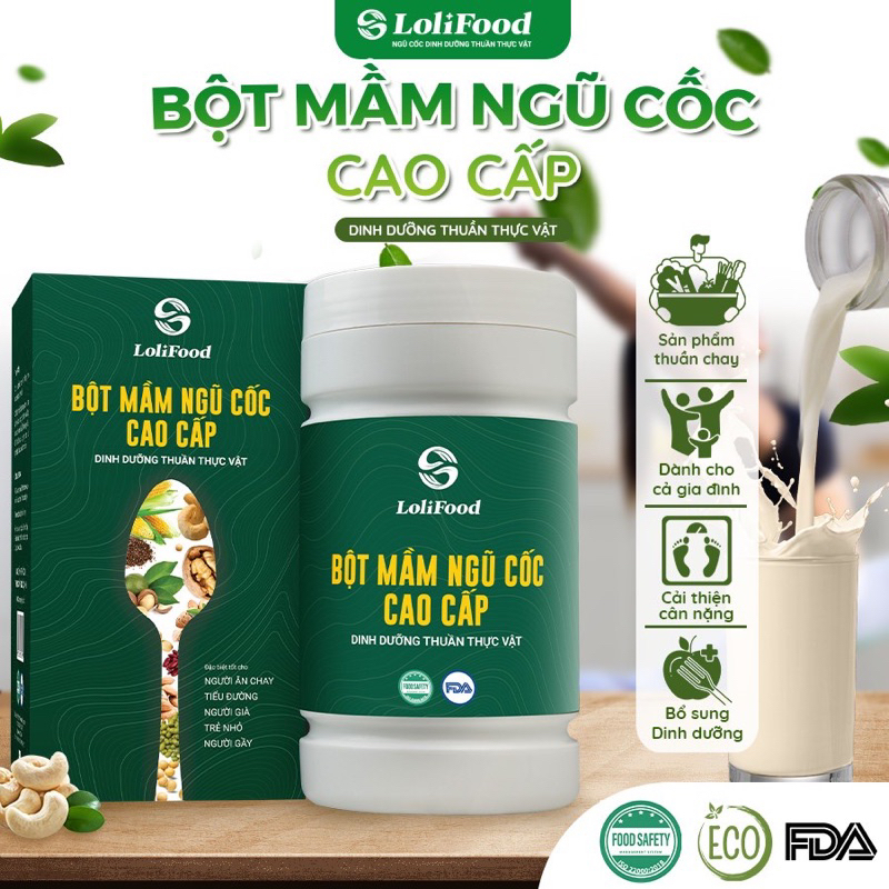 Bột Mầm Ngũ Cốc Cao Cấp LoliFood Dinh Dưỡng hữu cơ cho người cao tuổi, trẻ nhỏ, người gầy, ăn chay