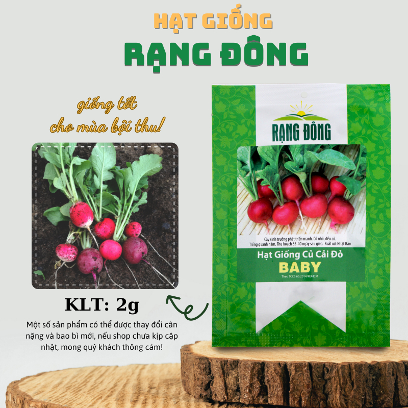 Hạt giống Củ Cải Đỏ Baby dễ trồng, nhanh thu hoạch, giàu dinh dưỡng (gói 1 gr) - Hạt giống Rạng Đông