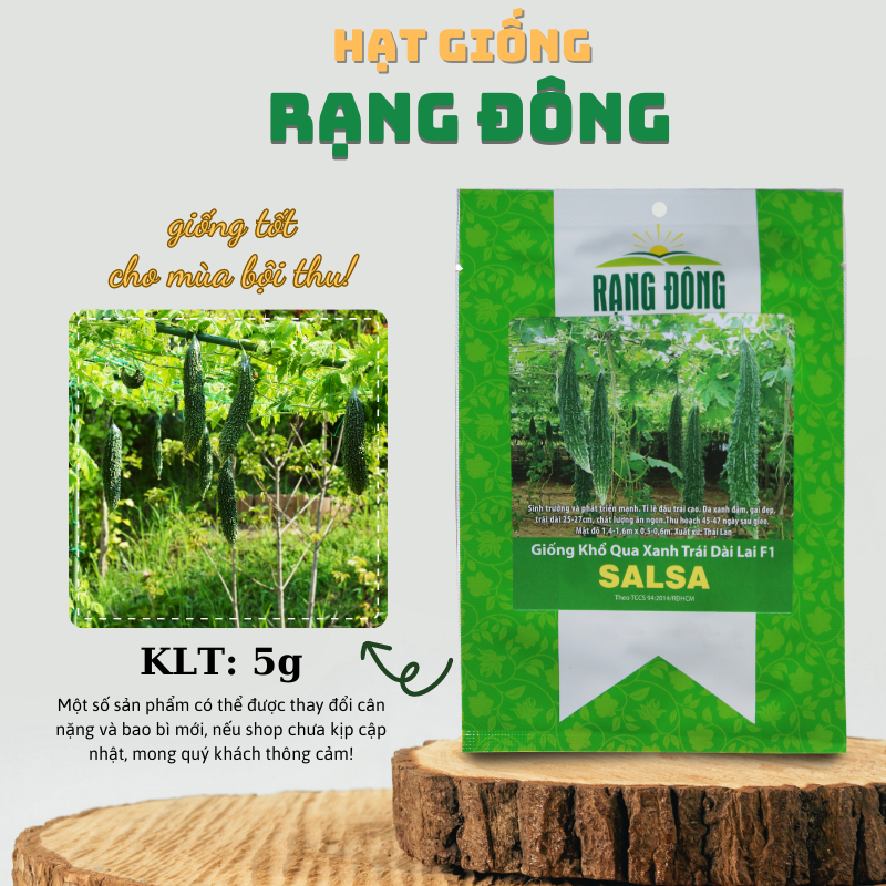 Hạt giống Khổ Qua Trái Dài Salsa trồng quanh năm, trái sai (gói 5 hạt) - Hạt giống Rạng Đông