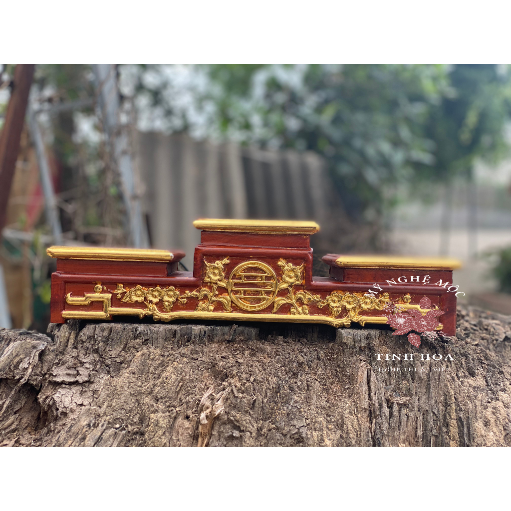 Đế tam sơn kê bát hương Tam sơn thờ,Bục tam cấp thờ kê đồ trang trí không gian thờ gỗ hương
