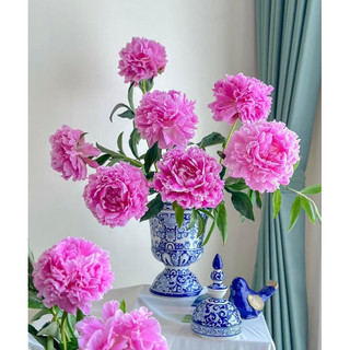 Lọ hoa gốm lam dáng ly Bát Tràng