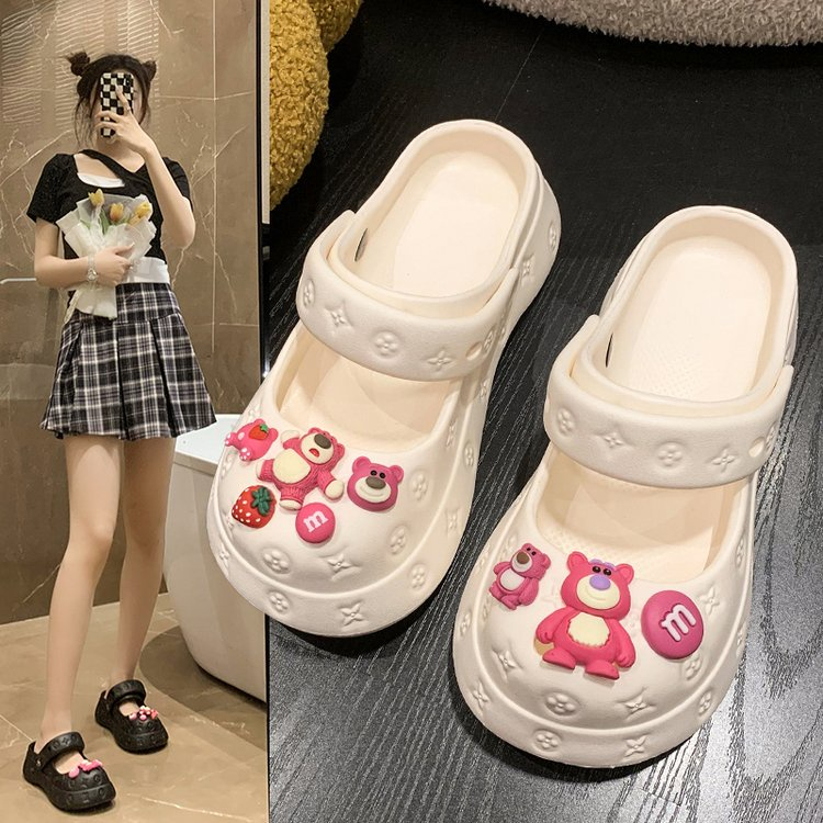 Dép Sandal Đế Dày Họa Tiết Gấu Dâu Lotso Đáng Yêu, Dép EVA Mềm Mại Thoáng Khí Chống Trượt Chống Thấm Nước