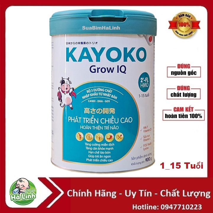 Sữa Bột Kayoko Grow IQ 900g Phất triển chiều cao và trí não.