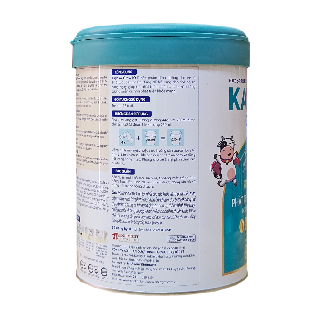 Sữa Bột Kayoko Grow IQ 900g Phất triển chiều cao và trí não.