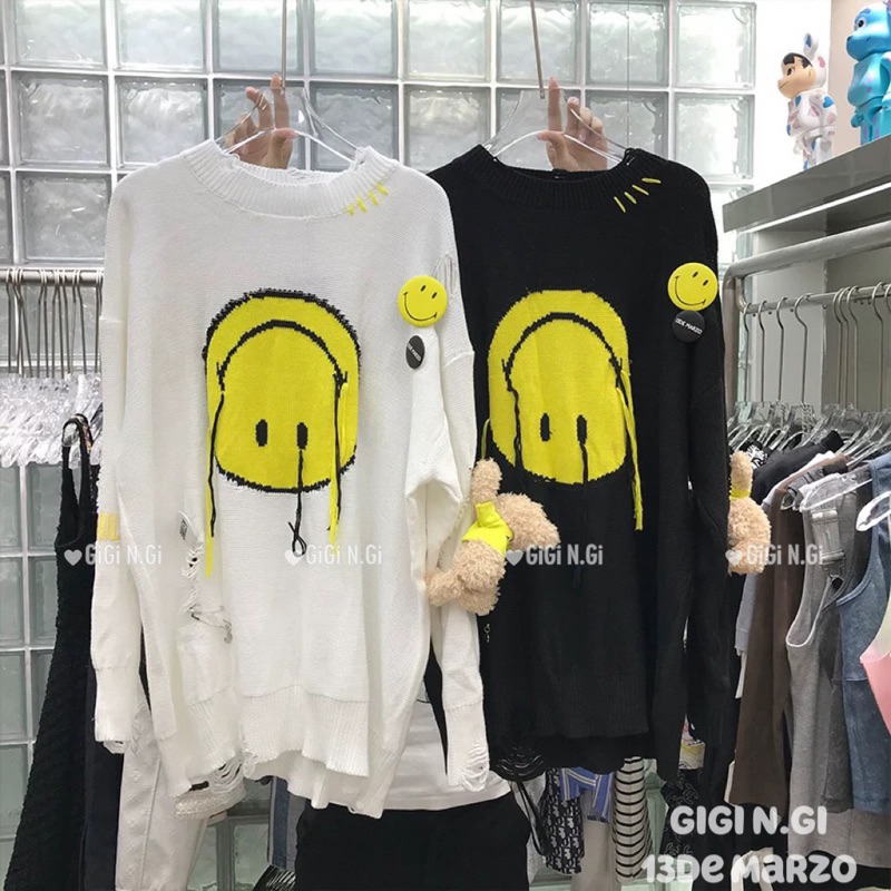 Áo len 13DE mặt cười vàng