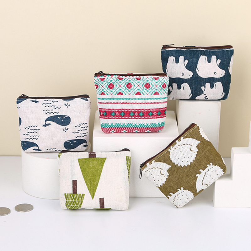 Ví tiền bằng vải lanh có khóa kéo