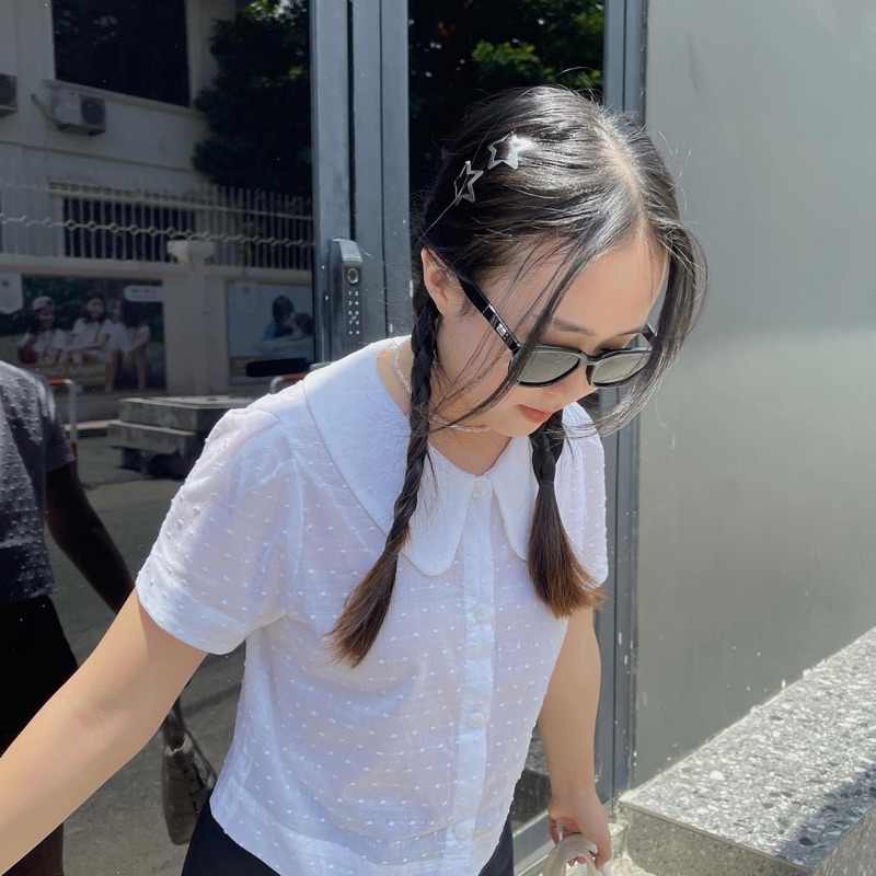 Kính mát nhựa vuông nhỏ retro GM chân : 2 ô kim loại 19339