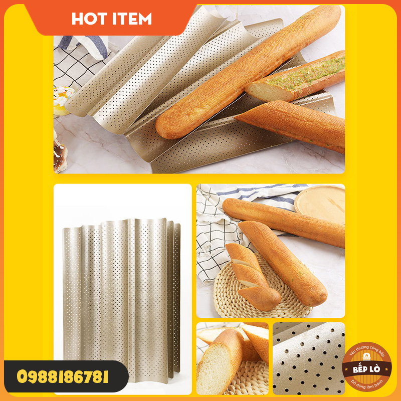 Khuôn sóng nướng bánh mì baguette/khay nướng bánh mì 2-3 rãnh