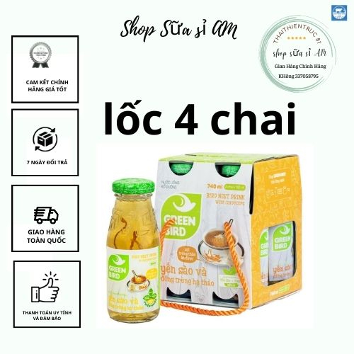 Yến Sào Đông Trùng Hạ Thảo Green Bird Lốc 4 chai 185ml*4 Chính Hãng