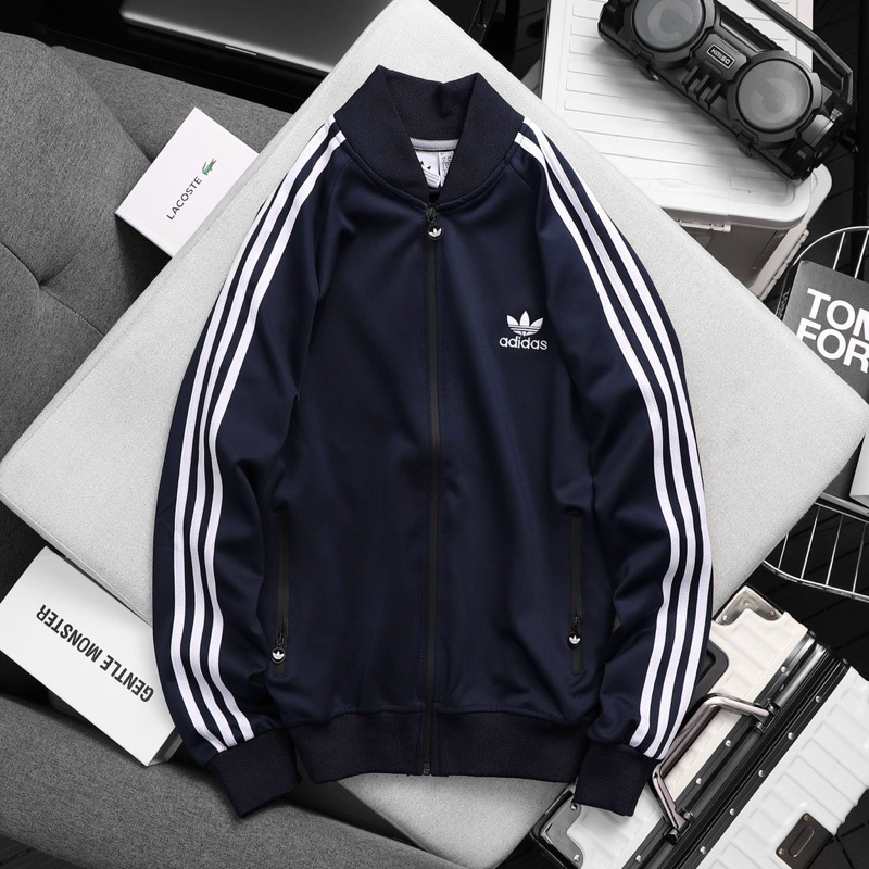 ÁO KHOÁC THỂ THAO NAM CỔ BOMBER - ÁO THỂ THAO NAM 3 SỌC VẢI UMI KHÔNG XÙ CINOMAN