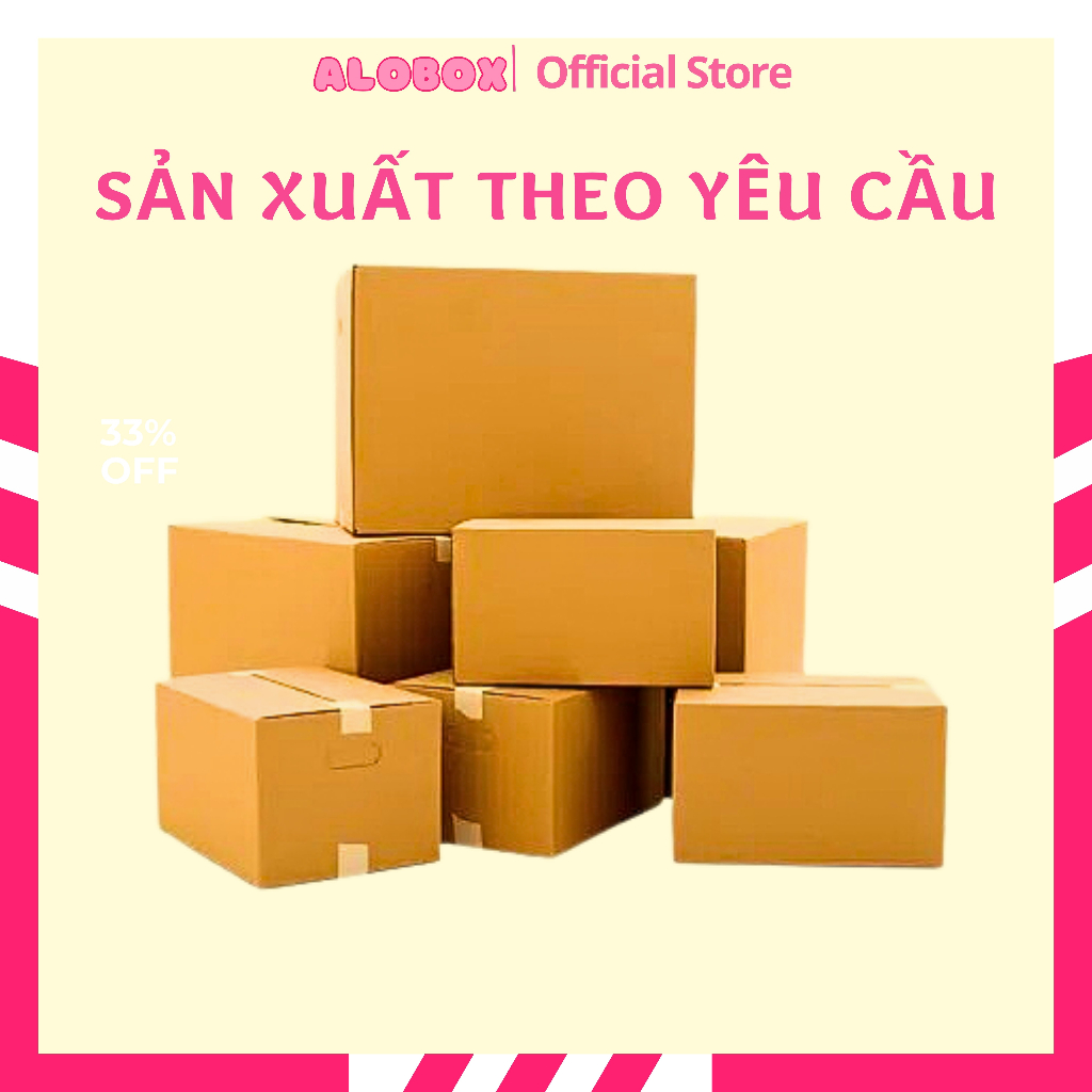 Hộp carton đóng hàng nhỏ, hộp giấy gói hàng, đựng thức ăn size 10x10x8 cm nắp gập giao hỏa tốc HCM - Alobox Shop PKĐH H1